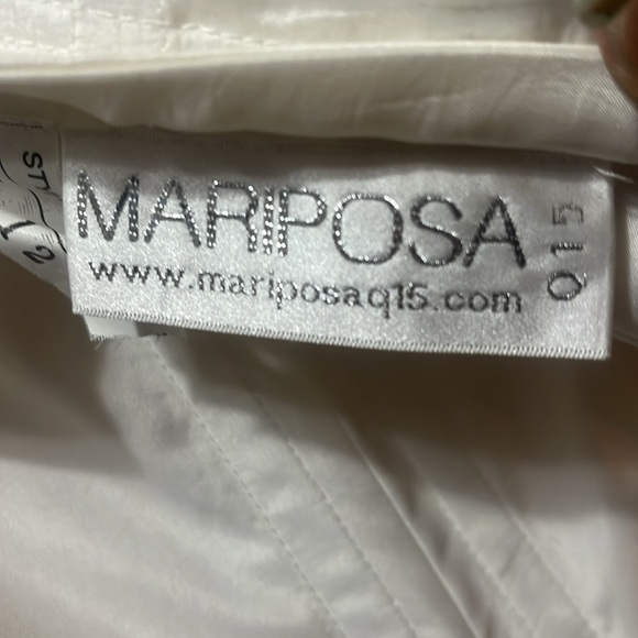 NWT Mariposa Moonlight Ruffle Tied Wedding Dress Cream Sz 12 Women - Picture 11 of 11